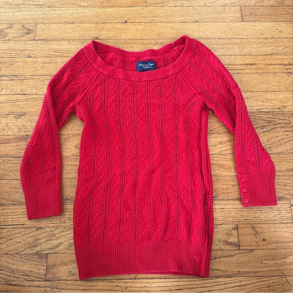 American Eagle Red off the shoulder sweater